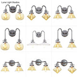 Industrial Style Chrome Wall Sconce With Clear Glass Globe/Cone Wavy Arm - 2 Light Kit For Corridor