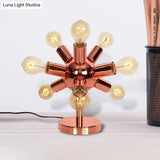 Industrial Style Copper Finish Sputnik Table Lamp | 6/9-Head Metallic Lighting For Bedroom With