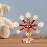 Industrial Style Copper Finish Sputnik Table Lamp | 6/9-Head Metallic Lighting For Bedroom With