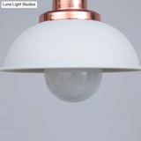Industrial Style Dome Kitchen Island Light Fixture With 3 Metallic Lights - Black/White