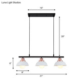 Industrial Style Dome Kitchen Island Light Fixture With 3 Metallic Lights - Black/White