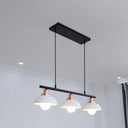 Industrial Style Dome Kitchen Island Light Fixture With 3 Metallic Lights - Black/White White