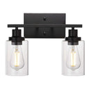 Industrial Style Dual-Head Wall Mounted Vanity Lamp With Pure Glass Shades For Bathrooms Black