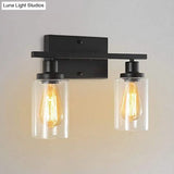 Industrial Style Dual-Head Wall Mounted Vanity Lamp With Pure Glass Shades For Bathrooms