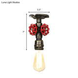 Industrial Style Exposed Bulb Semi Flush Mount Ceiling Light In Antique Bronze/Silver/Brass With