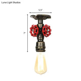 Industrial Style Exposed Bulb Semi Flush Mount Ceiling Light In Antique Bronze/Silver/Brass With