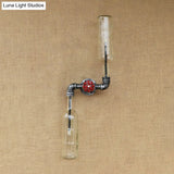 Industrial-Style Gray/Blue Glass Wall Sconce Light With 2 Wine Bottle Lights Ideal For Living Room