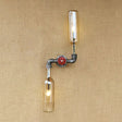 Industrial-Style Gray/Blue Glass Wall Sconce Light With 2 Wine Bottle Lights Ideal For Living Room