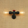Industrial Style Matte Black Water Pipe Wall Light With 2 Bulbs - Bedroom Lighting