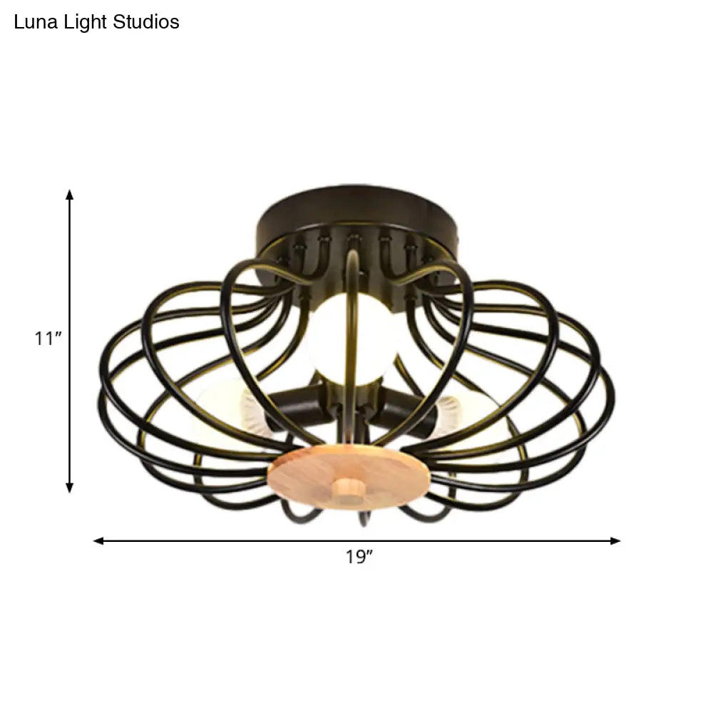 Industrial Style Metal Ceiling Light Fixture - Fan Shaped Semi-Flush Mount With 3/5 Heads