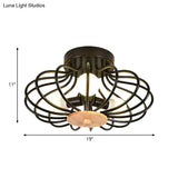 Industrial Style Metal Ceiling Light Fixture - Fan Shaped Semi-Flush Mount With 3/5 Heads