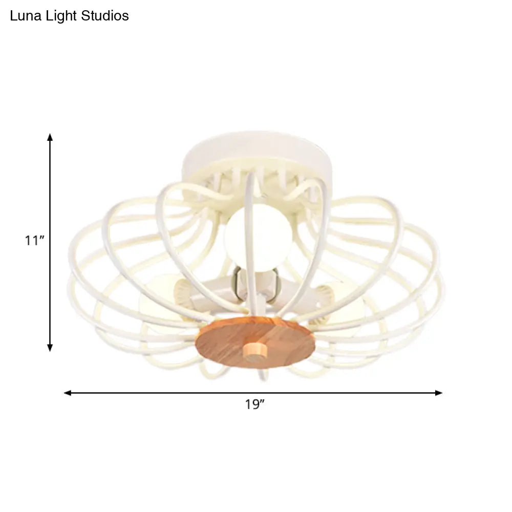 Industrial Style Metal Ceiling Light Fixture - Fan Shaped Semi-Flush Mount With 3/5 Heads