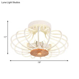 Industrial Style Metal Ceiling Light Fixture - Fan Shaped Semi-Flush Mount With 3/5 Heads