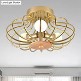 Industrial Style Metal Ceiling Light Fixture - Fan Shaped Semi-Flush Mount With 3/5 Heads