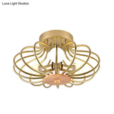 Industrial Style Metal Ceiling Light Fixture - Fan Shaped Semi-Flush Mount With 3/5 Heads