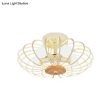 Industrial Style Metal Ceiling Light Fixture - Fan Shaped Semi-Flush Mount With 3/5 Heads