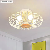 Industrial Style Metal Ceiling Light Fixture - Fan Shaped Semi-Flush Mount With 3/5 Heads