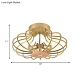 Industrial Style Metal Ceiling Light Fixture - Fan Shaped Semi-Flush Mount With 3/5 Heads