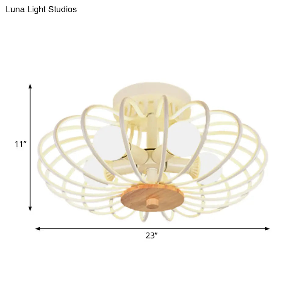 Industrial Style Metal Ceiling Light Fixture - Fan Shaped Semi-Flush Mount With 3/5 Heads