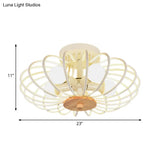 Industrial Style Metal Ceiling Light Fixture - Fan Shaped Semi-Flush Mount With 3/5 Heads