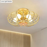 Industrial Style Metal Ceiling Light Fixture - Fan Shaped Semi-Flush Mount With 3/5 Heads