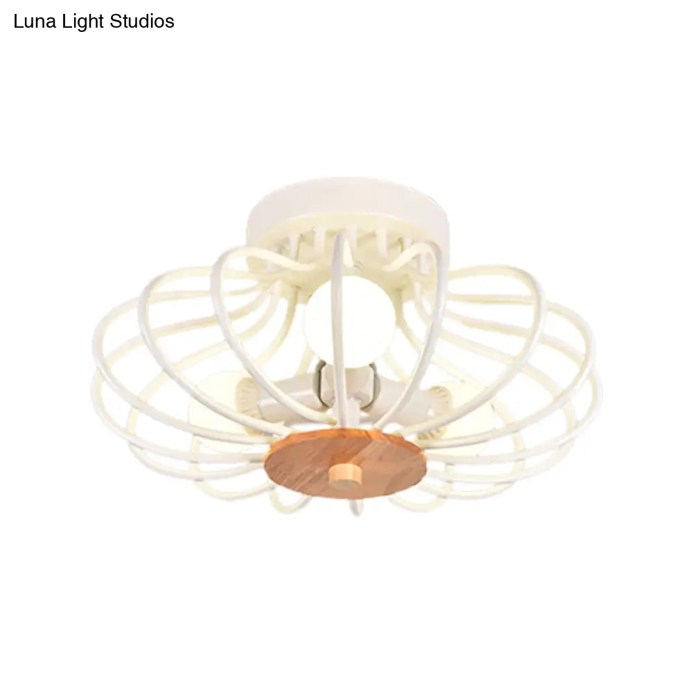 Industrial Style Metal Ceiling Light Fixture - Fan Shaped Semi-Flush Mount With 3/5 Heads
