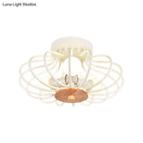 Industrial Style Metal Ceiling Light Fixture - Fan Shaped Semi-Flush Mount With 3/5 Heads