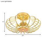 Industrial Style Metal Ceiling Light Fixture - Fan Shaped Semi-Flush Mount With 3/5 Heads