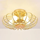 Industrial Style Metal Ceiling Light Fixture - Fan Shaped Semi-Flush Mount With 3/5 Heads