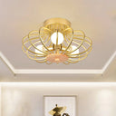 Industrial Style Metal Ceiling Light Fixture - Fan Shaped Semi-Flush Mount With 3/5 Heads