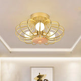 Industrial Style Metal Ceiling Light Fixture - Fan Shaped Semi-Flush Mount With 3/5 Heads