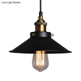 Industrial Style Metal Cone Pendant Lamp In Black