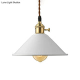 Industrial Style Metal Conic Shade Dining Room Ceiling Light Fixture - 1 Gray/White/Pink Pendant