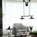 Industrial Style Metal Island Pendant Light With Flared Shade - 2/3 Bulbs Black Finish Indoor
