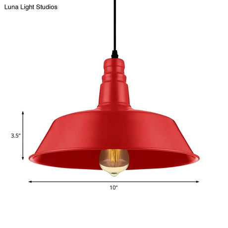 Industrial Style Metallic Pendant Lighting - 10’/14’ Wide Barn Living Room 1 Bulb Red/Green