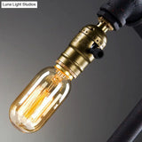 Industrial Style Metallic Table Light With Red Valve: 1-Light Standing Pipe Design In Dark Rust For
