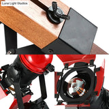 Industrial Style Red Metal And Wood Desk Lamp With Tripod Base - Ideal For Restaurants