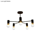 Industrial Style Semi Flush Ceiling Light With Open Bulb Available In Black/White - 3 Or 5 Heads