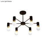 Industrial Style Semi Flush Ceiling Light With Open Bulb Available In Black/White - 3 Or 5 Heads