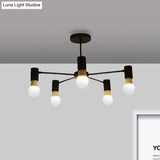 Industrial Style Semi Flush Ceiling Light With Open Bulb Available In Black/White - 3 Or 5 Heads