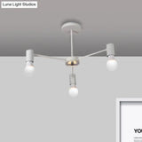 Industrial Style Semi Flush Ceiling Light With Open Bulb Available In Black/White - 3 Or 5 Heads