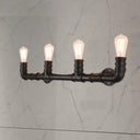 Industrial Style Wall Sconce With Pipe Design - 4 Bulb Linear Mount Black/Bronze Finish For Kitchen