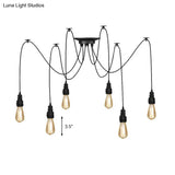 Industrial Swag Hanging Lamp With Exposed Lights - Black Metal Pendant Light For Kitchen (2/3/6