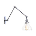 Industrial Swing Arm Wall Light With Clear Glass Conical/Bell/Global Shade In Chrome/Rust Finish
