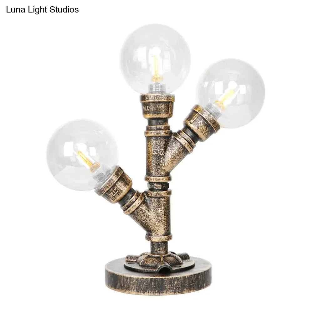Industrial Task Lighting - Clear/Amber Glass Desk Lamp With Antique Bronze Base