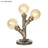 Industrial Task Lighting - Clear/Amber Glass Desk Lamp With Antique Bronze Base