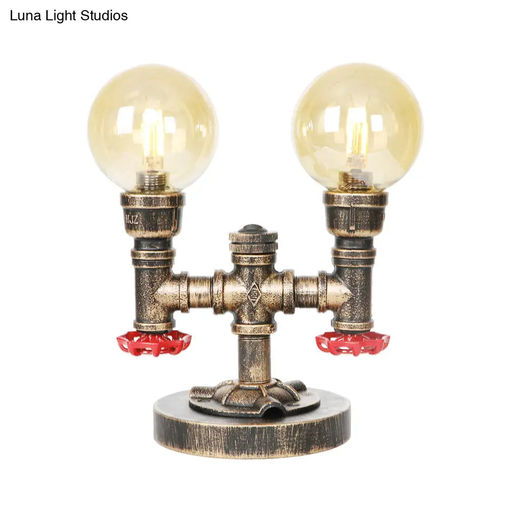 Industrial Task Lighting - Clear/Amber Glass Desk Lamp With Antique Bronze Base