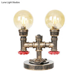 Industrial Task Lighting - Clear/Amber Glass Desk Lamp With Antique Bronze Base