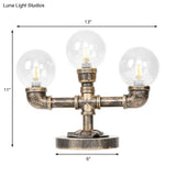 Industrial Task Lighting - Clear/Amber Glass Desk Lamp With Antique Bronze Base