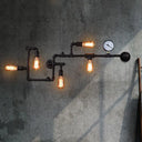 Industrial Twisted Pipe Wall Light Fixture - 5-Head Iron Mount Sconce For Bedroom Black/Bronze